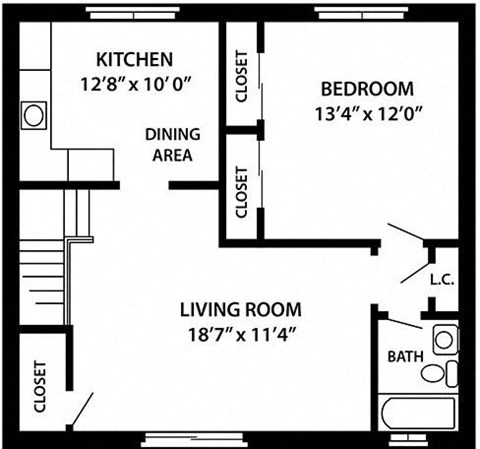 The Alpine I No Balcony One Bedroom One Bathroom Apartment at Troy Hills Village in Parsippany, NJ,07054